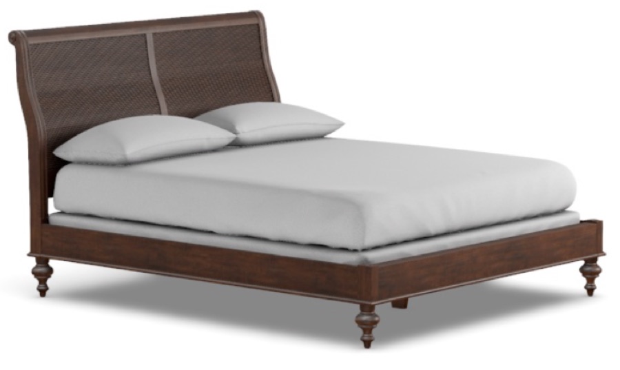 British Colonial style Cayman bed with finish selected to work with the armoire