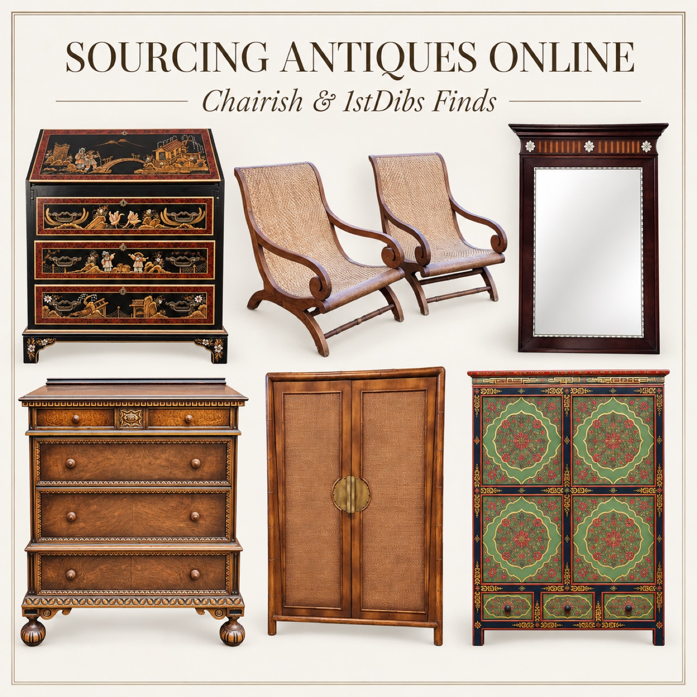 Chairish and 1stDibs, online marketplaces for vintage and antique furniture