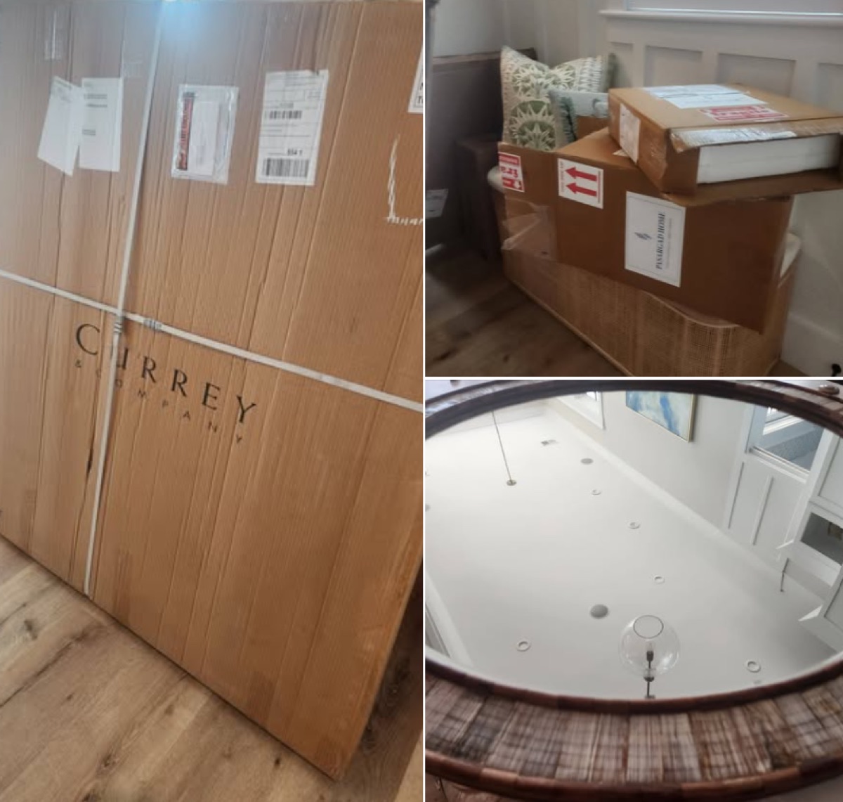 Furniture and decor boxes received and inspected before delivery to a client's home